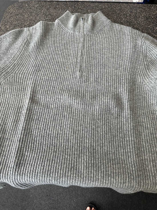 Banana Republic Sweaters - Banana Republic Light Gray Ribbed Half-Zip Mock Neck Sweater